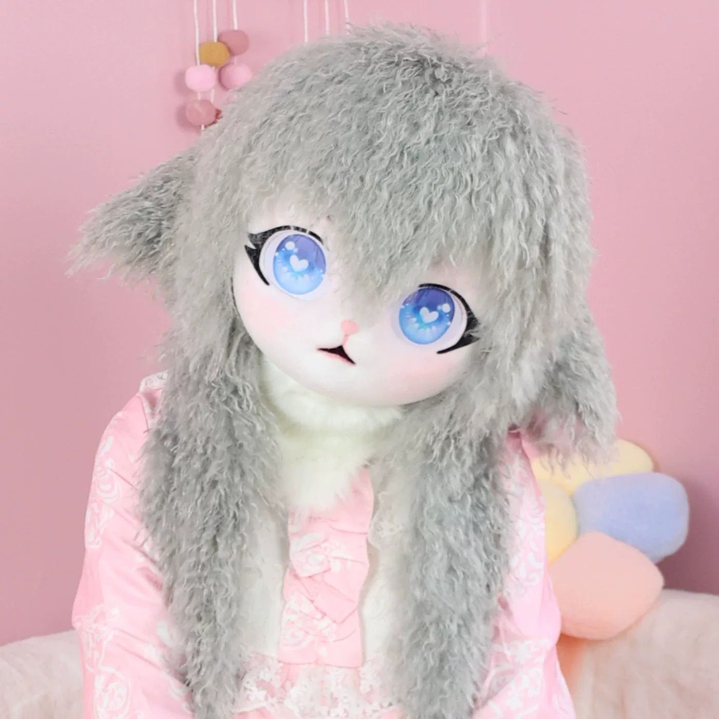 ファースーツ 着ぐるみセット 羊 ライトグレー 可愛い ケモノ ファースーツ 全頭ヘッド ぬいぐるみ コスプレ コスチューム kigurumi