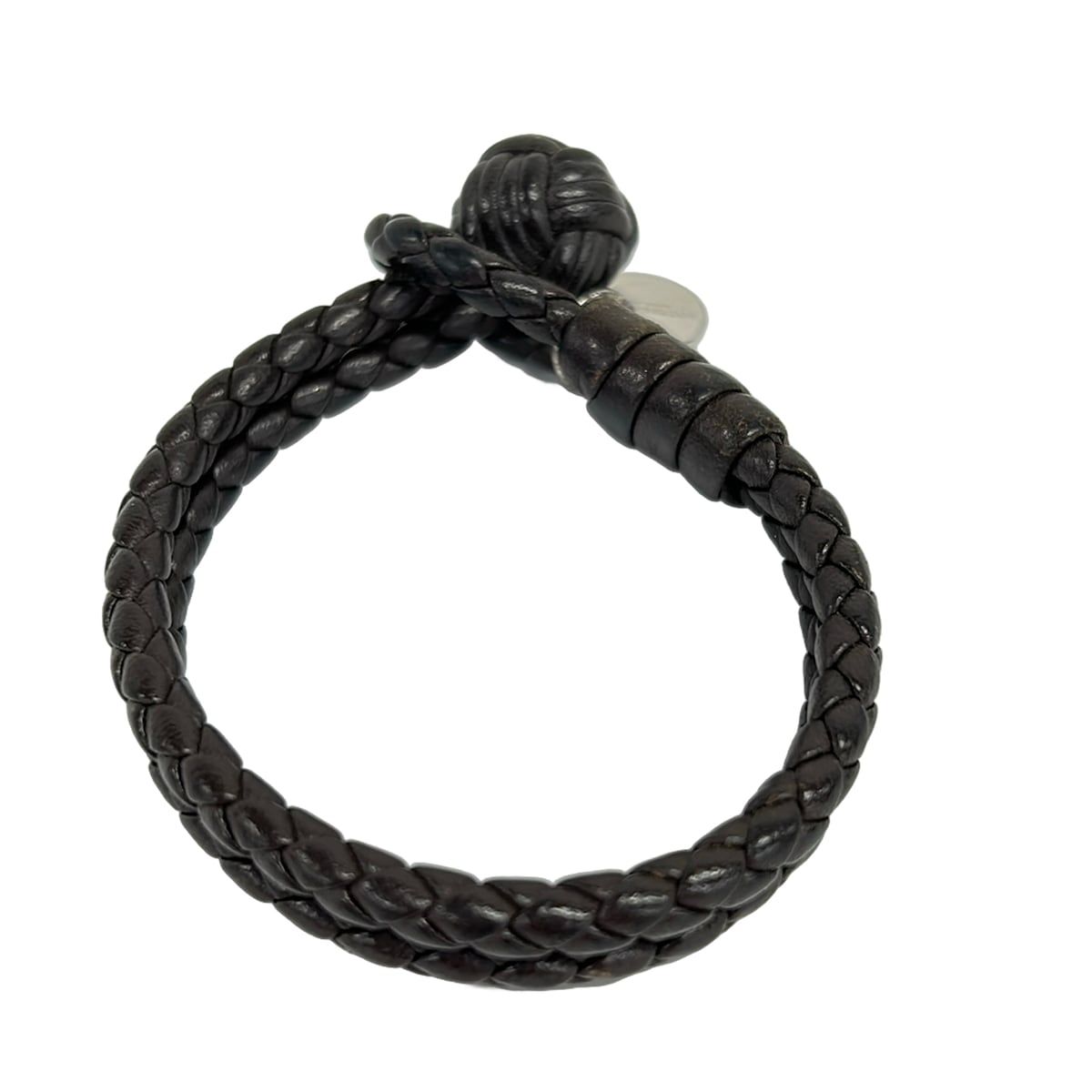 BOTTEGA VENETA(ボッテガヴェネタ) ブレスレット美品 - レザー ダークブラウン 編み込み 7,360円