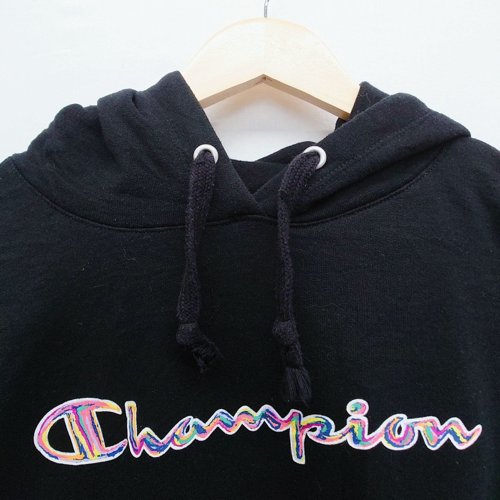 Champion チャンピオン スウェットパーカー XL ブラック 刺繍ロゴ 
