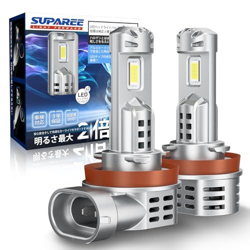 SUPAREE h11 LED ヘッドライト 爆光 新車検対応 ハイパワー40W 冷却ファン付き 高輝度 ノイズ抵抗 12V車(ハイブリッド車・EV車対応) ホワイト 6500K 2個セットAR d17c24f3