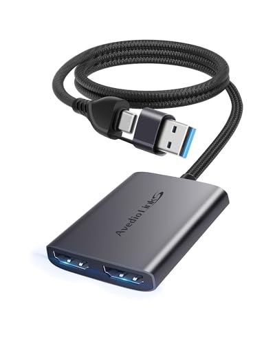 avedio links HDMI分配器 拡張モード対応 USB C/A HDMI変換アダプタ デュアルモニター ハブ マルチディスプレイ 3画面 abcモード アルミ金属製 Windows10＆Mac OS 10.15などに適用/Linux 5d1c5e8e