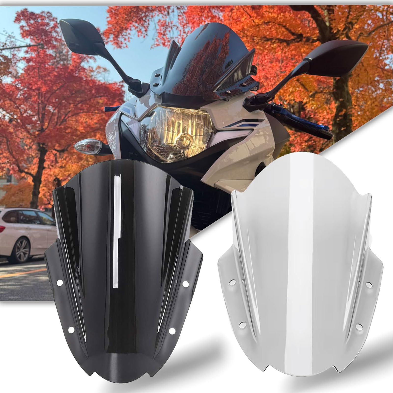 Midimttop バイク スクリーン 風防適用スズキ 鈴木GSX250R GSX 250R GSX-250-R 2017-2024風防偏向器スクリーン ウインドシールド 取付簡単 スクリー (灰色の煙)