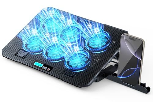 『新登場・強力 冷却ファン』 ノートパソコン冷却パッド 冷却台 6つの冷却ファン搭載 4段階高度調整可 風量調節可 ノートPCクーラー pc冷却スタンド 2つUSBポート 大風量・低騒音 滑り止め付 16インチ以内のノートパソコンやタブレット d133bd04