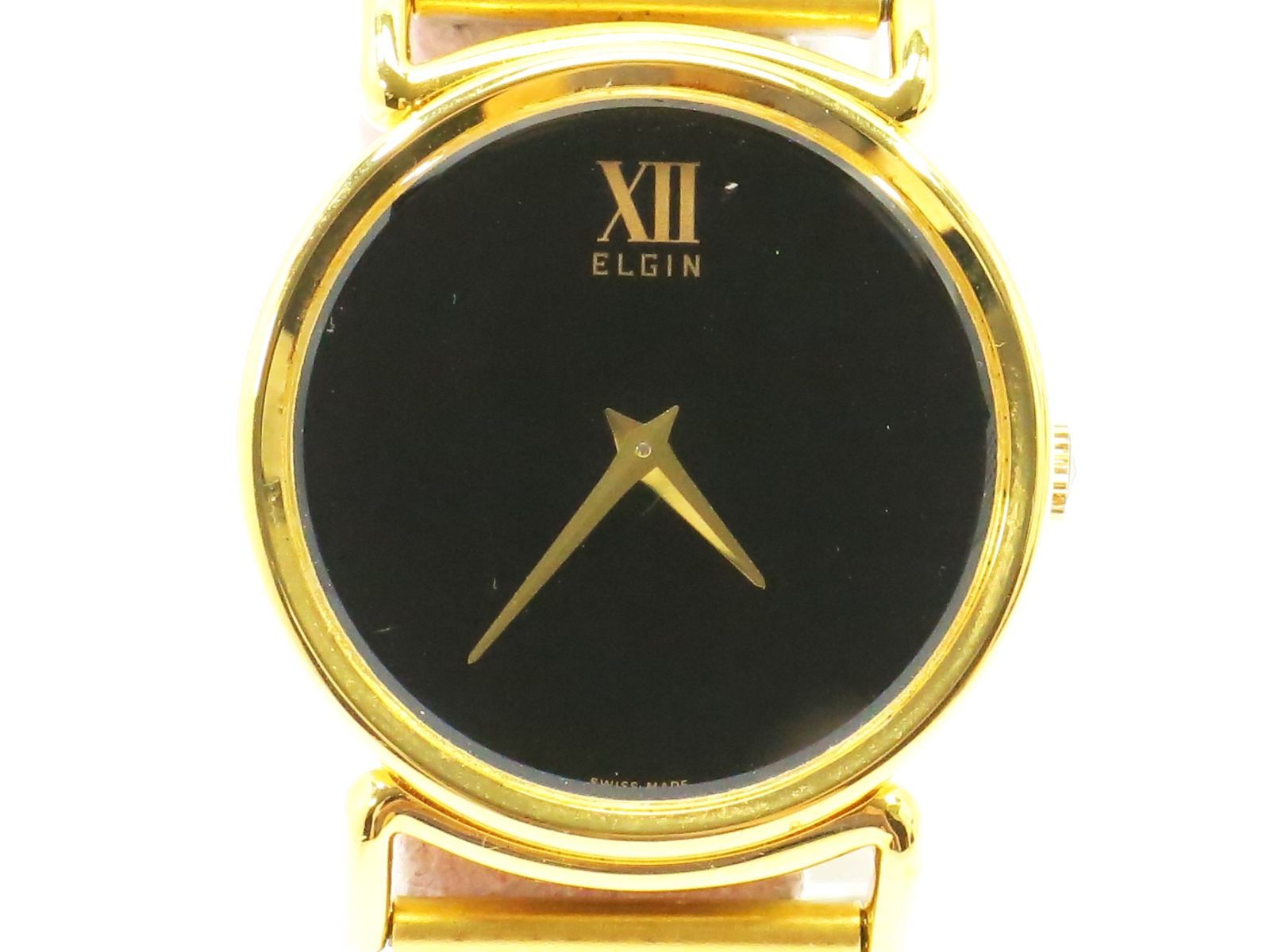 エルジン　腕時計　メンズ手巻き　黒文字盤　ELGIN　18714904 10,600円