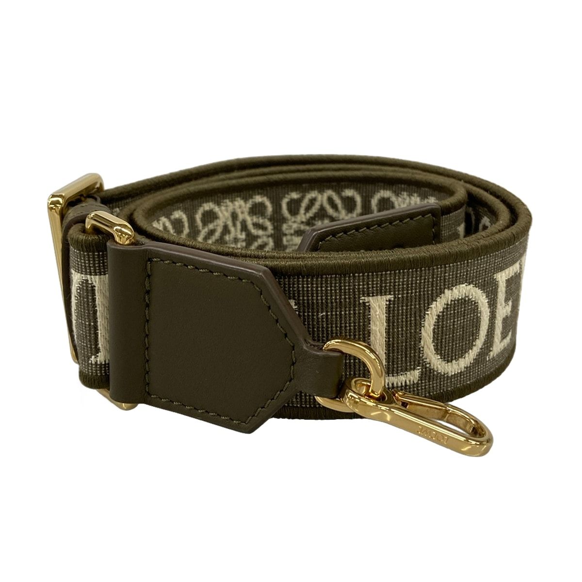 LOEWE(ロエベ) ショルダーストラップ美品 - カーキ アナグラムストラップ レザー 42,000円