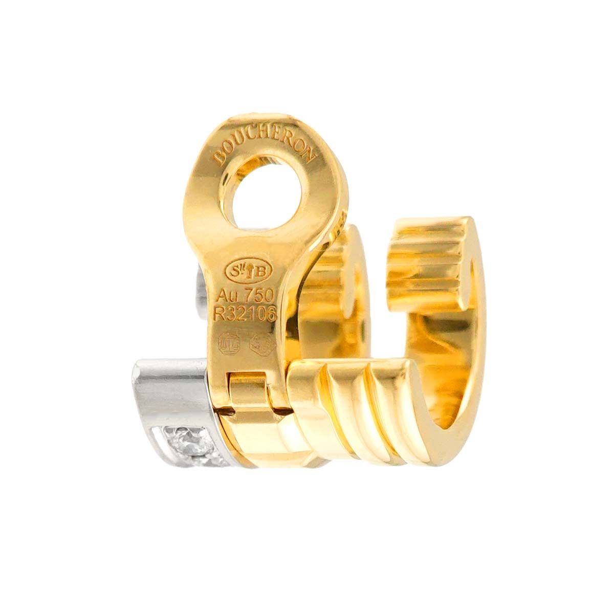 ブシュロン BOUCHERON キャトル ラディアント オープンロー ダイヤ イヤリング K18 YG WG 750 片方のみ QUATRE RADIANT 証明書 90317795