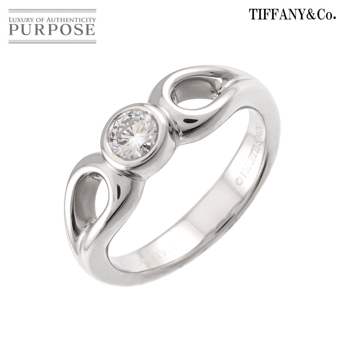ティファニー TIFFANY&Co. ダブルオープン ティアドロップ 6.5号 リング ダイヤ Pt プラチナ 指輪 Diamond Ring 90323387