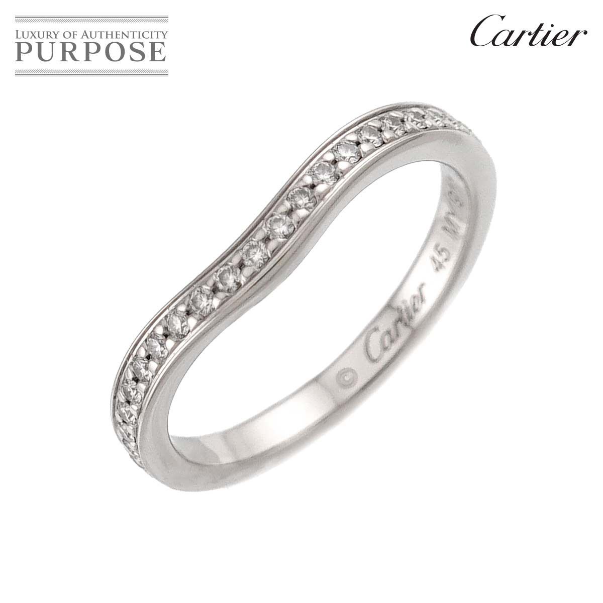 カルティエ Cartier バレリーナ カーブ #45 リング ハーフ ダイヤ Pt プラチナ 指輪 Ballerine Ring 90323538