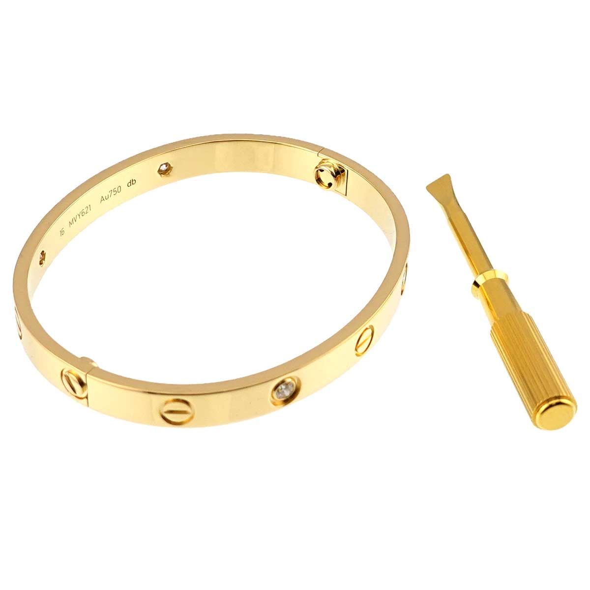 カルティエ Cartier ラブ ブレス ハーフ ダイヤ 4P #16 K18 YG 750