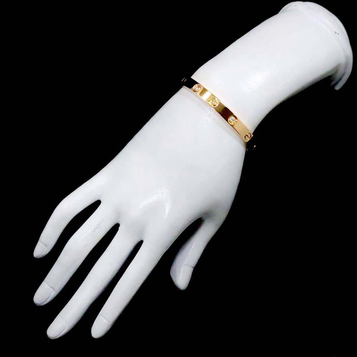 カルティエ Cartier ラブ ブレス ハーフ ダイヤ 4P #16 K18 YG 750 