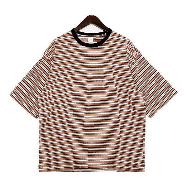 OVY オヴィー マルチボーダー Tシャツ 半袖 カットソー Multi Border Relax Fit T-shirts メンズ Lサイズ ブラウン系 トップス DM19135■