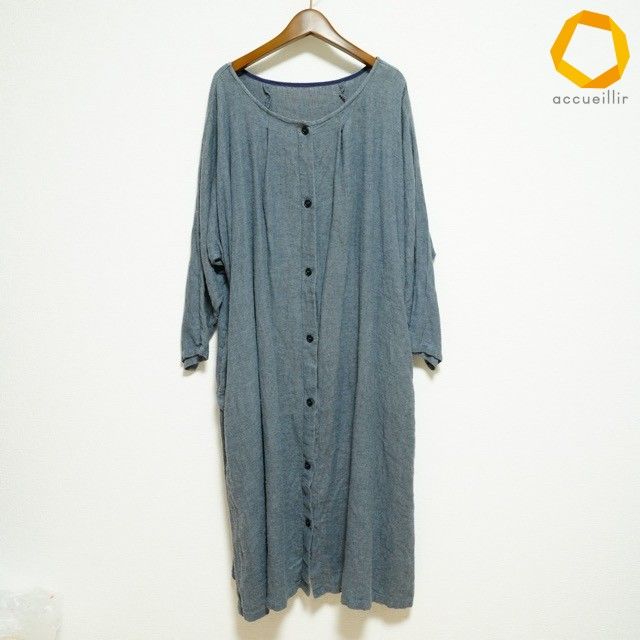 #anc ネストローブ nest Robe ワンピース グレー 麻 ドルマン ロング レディース [988499]