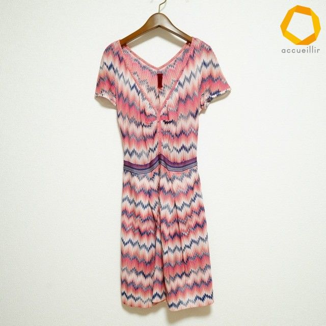 #snc ミッソーニ MISSONI ワンピース ピンク 白 半袖 イタリア製 レディース [1002818]
