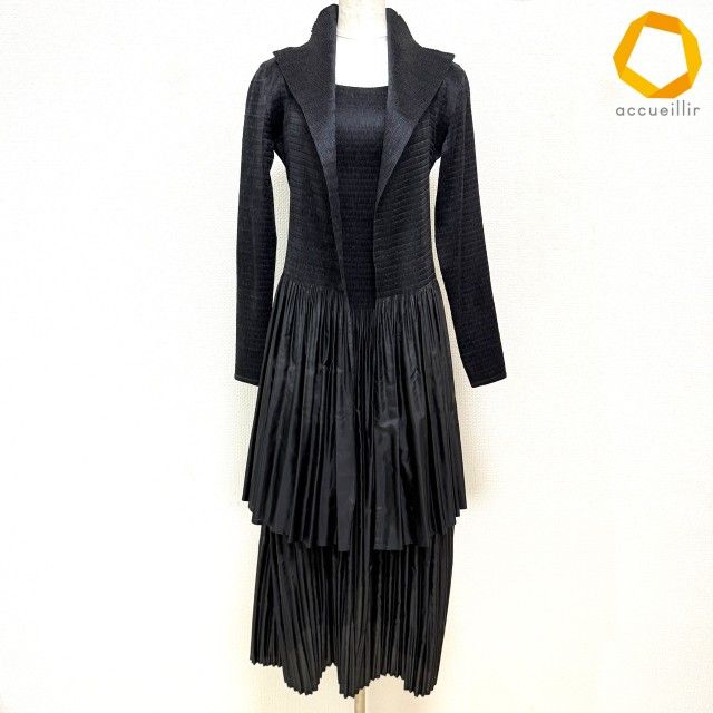 #anc スペッチオ SPECCHIO ワンピース 40 黒 セットアップ ベスト プリーツ ロング レディース [1003650] 9,940円