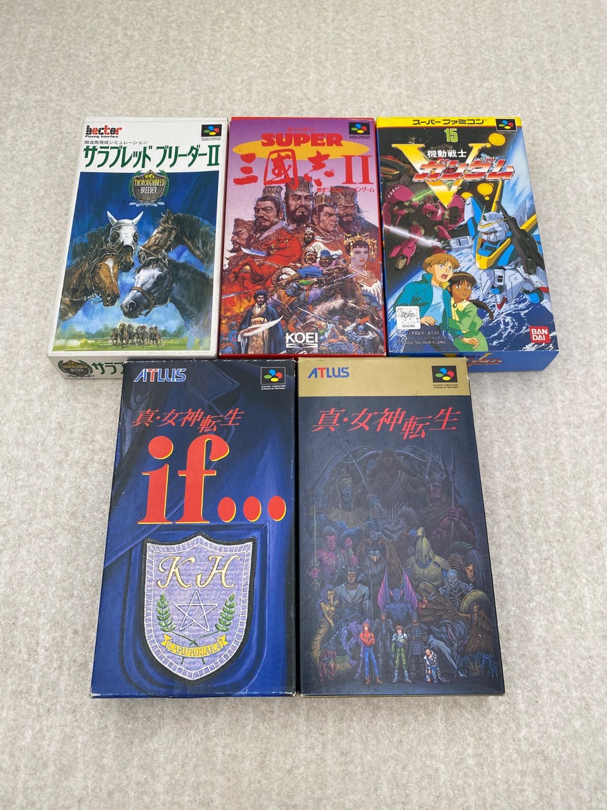 ◆機動戦士Vガンダム 0013977825 サラブレッドブリーダー2 0013977651 真・女神転生 0013978632 真・女神転生if 0013978639 スーパー三國志II 0013977514　スーパーファミコン　ソフト　５点