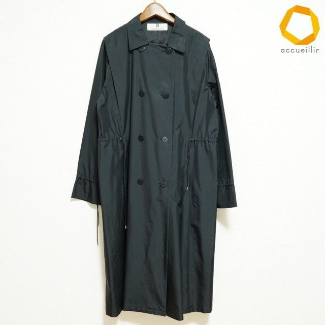 anc ジバンシィ GIVENCHY コート 42 黒 シルク ダブル ロング