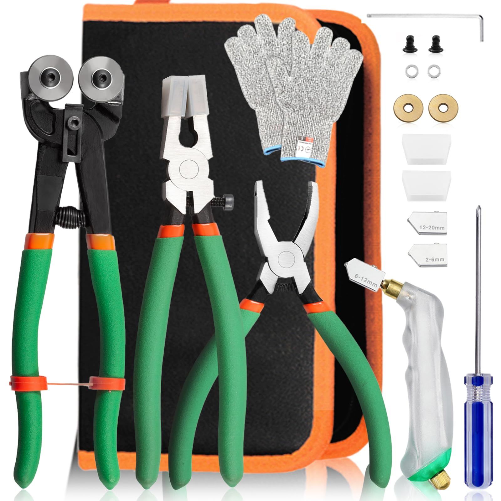 新品 LEONTOOL ガラスランニングプライヤー タイルニッパー ガラスカッター 付け替え刃付き 収納バッグ ガラスを割る 工具 ガラス細工 切断 ガラス切り 道具 ステンドグラス用 ツール