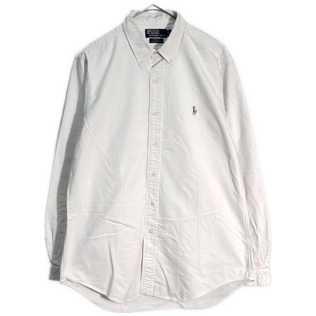 Polo by Ralph Lauren ポロ ラルフローレン YARMOUTH ワンポイントロゴ ボタンダウン 長袖シャツ ホワイト(メンズ 16 1/2)中古 古着 Y1403