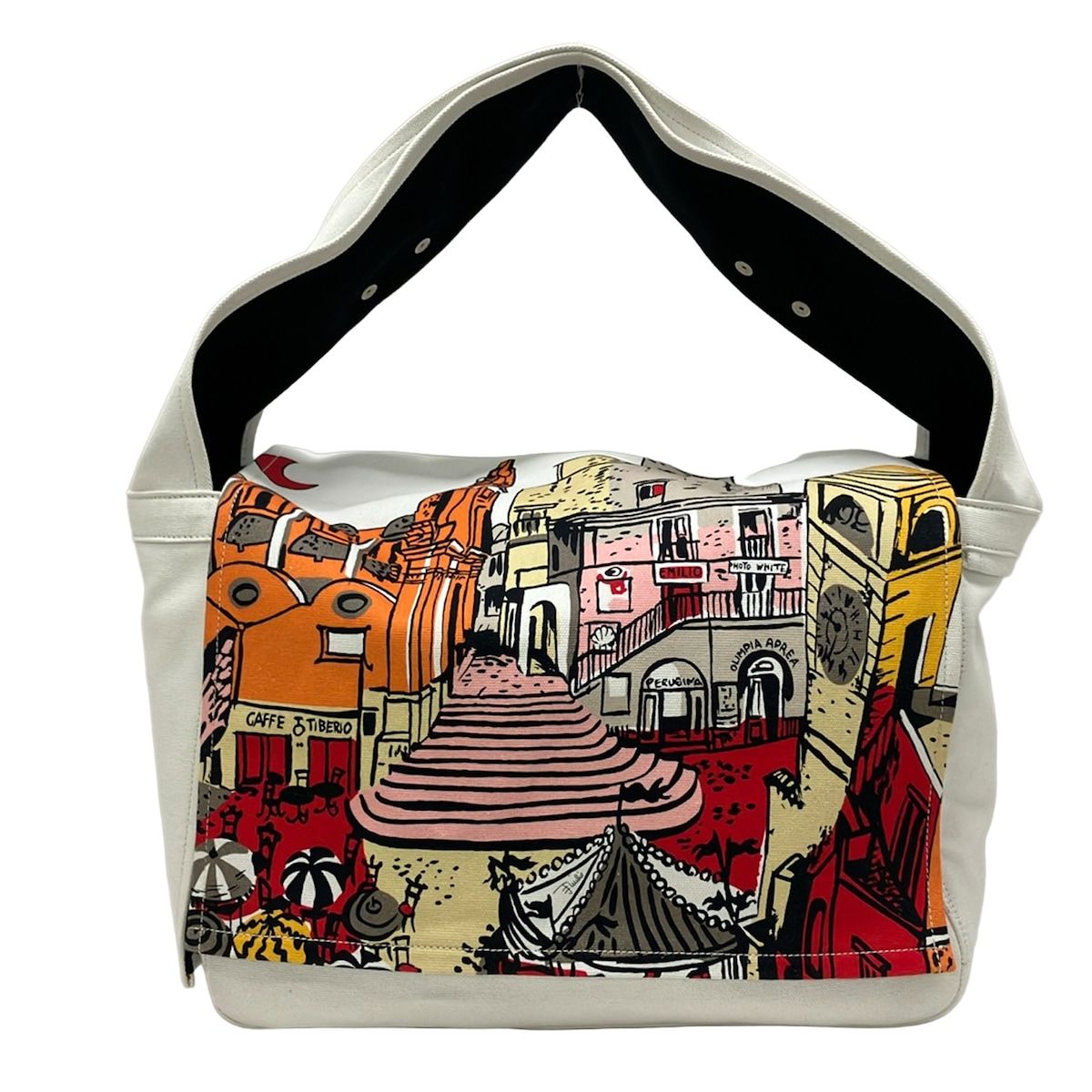 EMILIO PUCCI(PUCCI)(エミリオプッチ) ショルダーバッグ - 白×オレンジ×マルチ 風景モチーフ レザー 5,200円