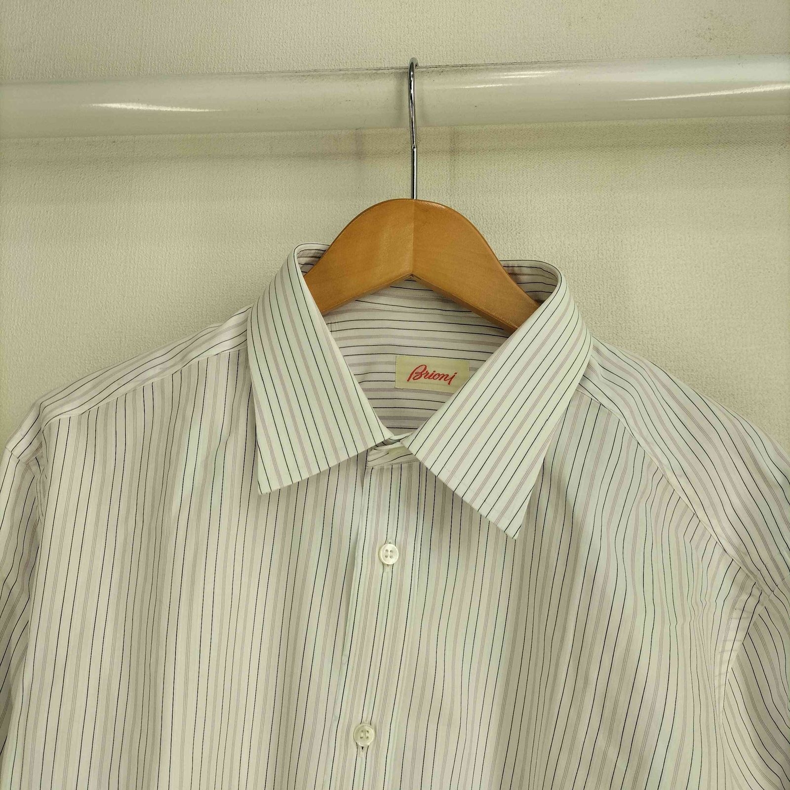 ブリオーニ BRIONI イタリア製 コットン ストライプ L/S シャツ メンズ
