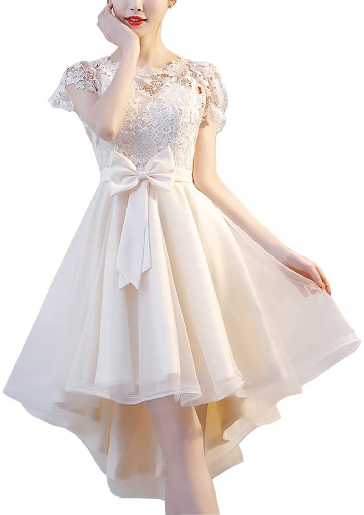 新品 [JINZUOMA] レディース ドレス パーティードレス イブニングドレス 結婚式ドレス 演奏会ドレス レースワンピース チュールワンピース ミドル丈ドレス エレガント フォーマル レース 花柄 披露宴 演奏会 パーティー (シャンパン色XLXL)