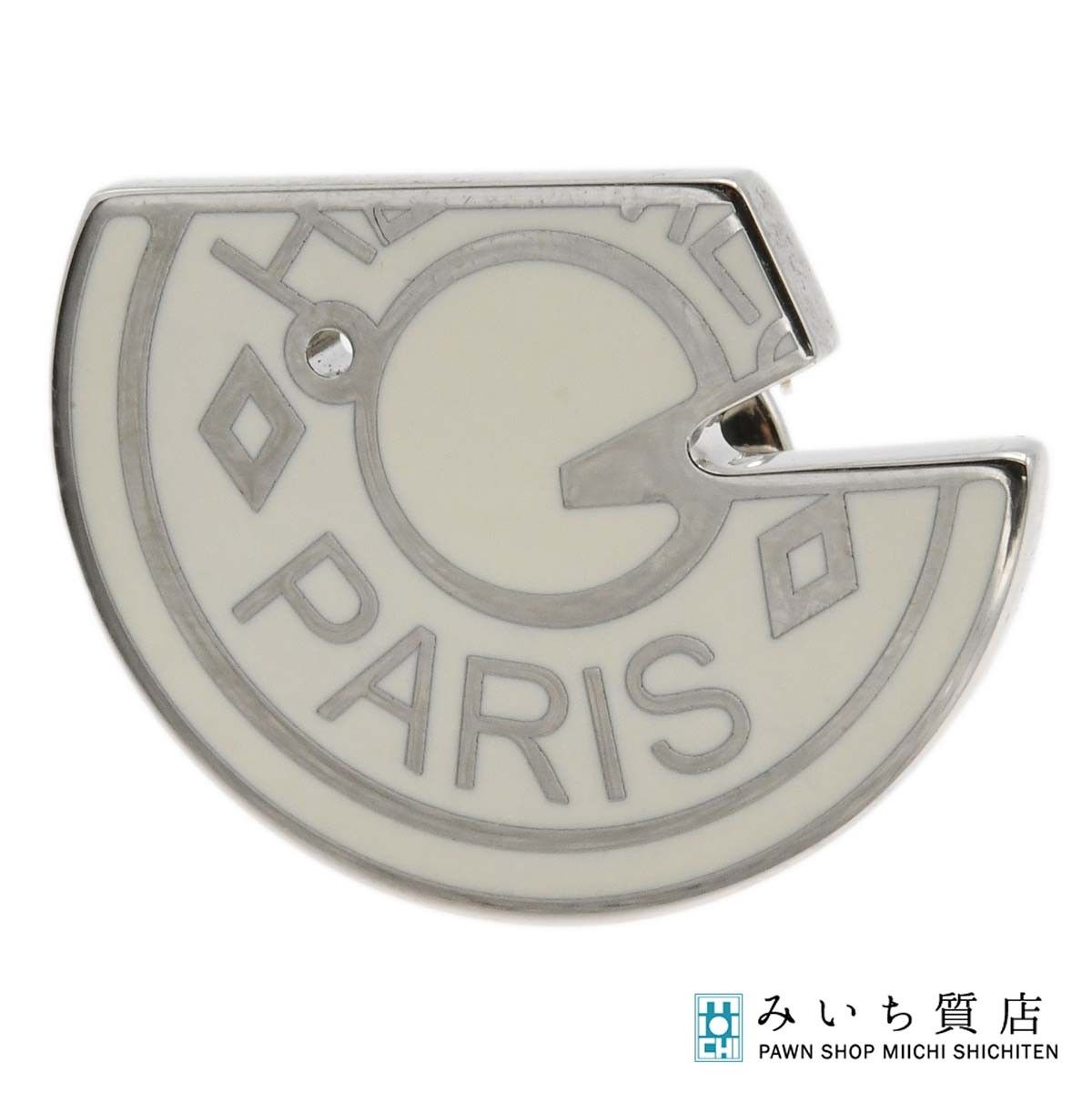 HERMES エルメス ピンブローチ セリエ カルーゼル ホワイトカラー
