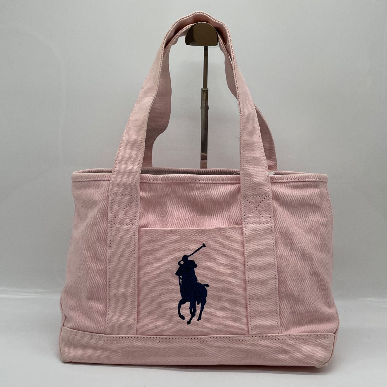 BN8866□ポロラルフローレン キャンバス トートバッグ 薄ピンク ポニー刺繍 状態良好
