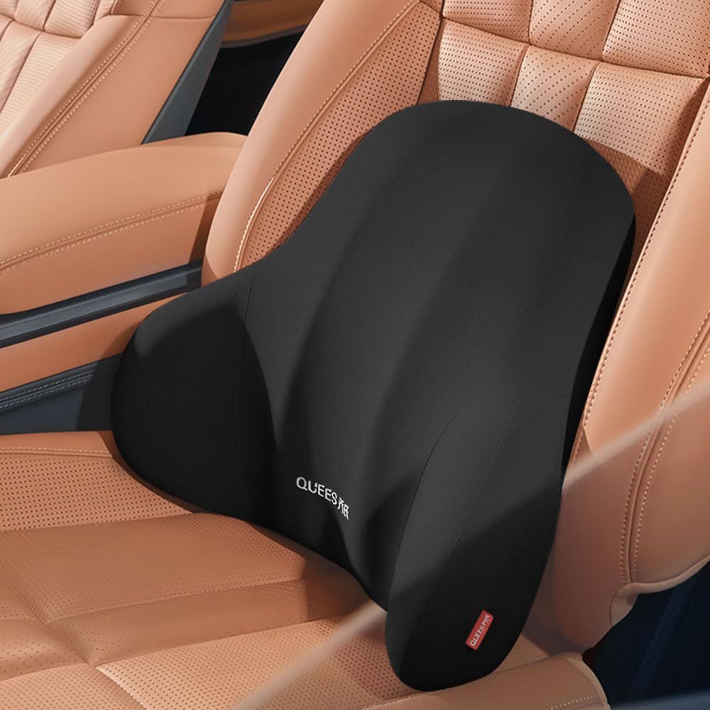 車 腰クッション ランバーサポート 疲労対策 背もたれ メモリーコットン 内部のメモリーフォームで 低反発 腰枕 通気性 取り付け簡単 洗濯可能 長時間運転 車中泊 車用品 ファッション 旅行 オフィスチェア 自宅用 (ブラック, 腰クッショ d70d386e