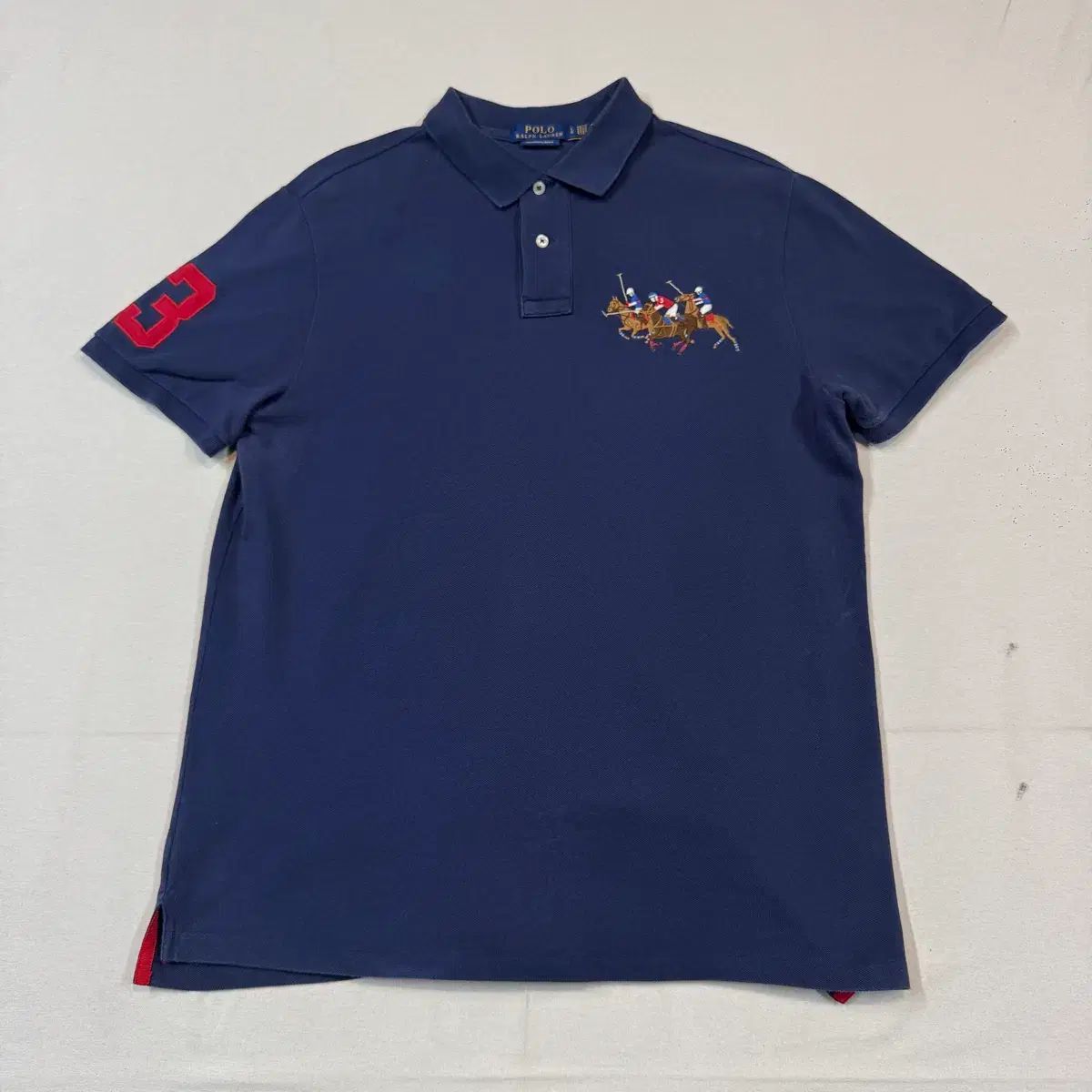 ポロラルフローレン ビックポニー 騎馬ロゴ 半袖 カラーTシャツ ネイビー 新モデル