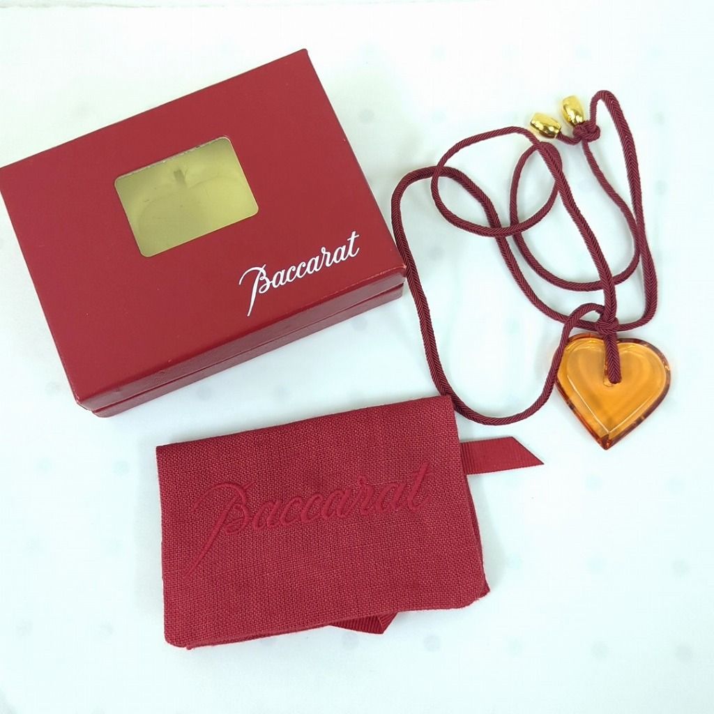 Baccarat バカラ ハート ネックレス チョーカー オレンジ ボルドー