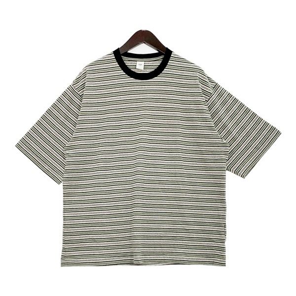 OVY オヴィー Tシャツ カットソー 半袖 Multi Border Relax Fit T-shirts マルチボーダー メンズ Lサイズ グリーン系 トップス DM19136■