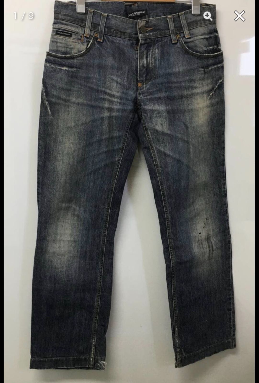 D＆G　ドルチェアンドガッバーナ　デニムパンツ　ボトムス　ダメージ加工　ロゴプレート　48　（ME71-25230）