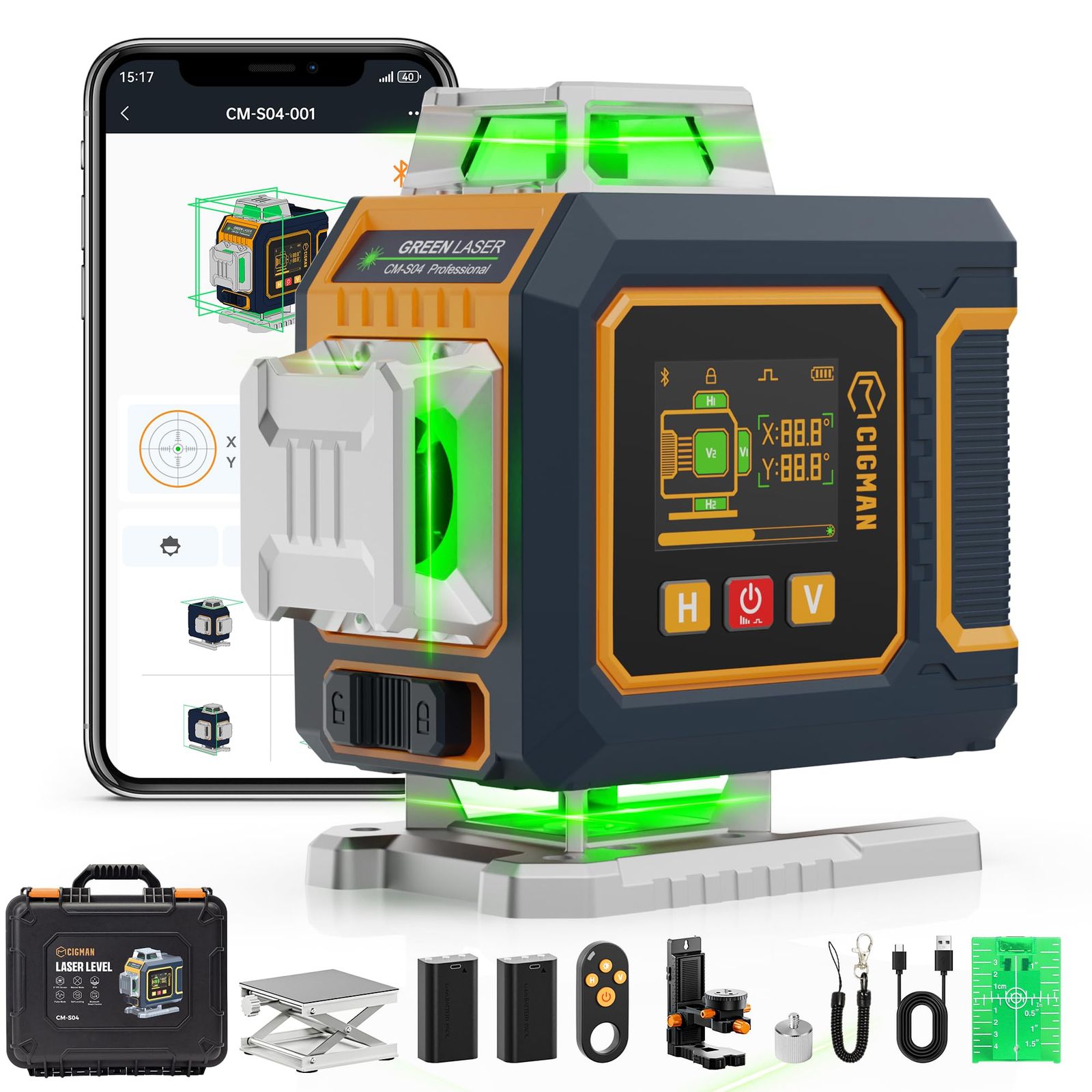 ☆新品☆CIGMAN 4D レーザー墨出し器 2インチLCDカラー画面 APP遠隔操作 爆閃モード搭載 5200mAh大容量バッテリー 防水防塵 建築DIY内装用 f99bf5d3