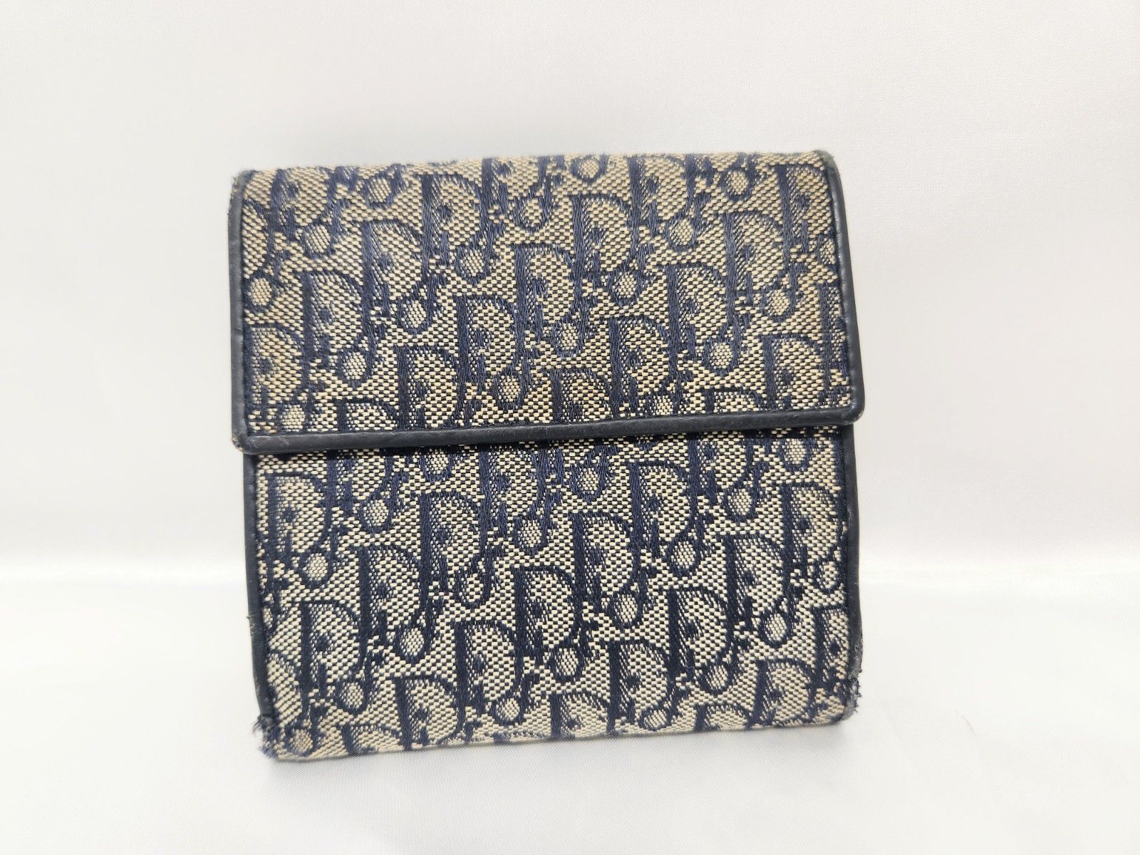 Christian Dior クリスチャンディオール トロッター 財布 二つ折り ウォレット ネイビー M-2001