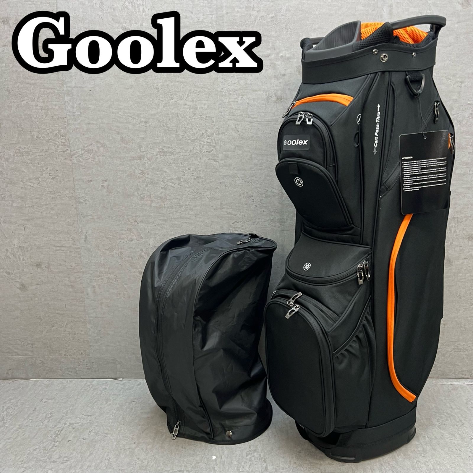 Goolex ゴルフ用 カート式 キャディバッグ 約9.5型 13分割 ナイロン ブラック 黒