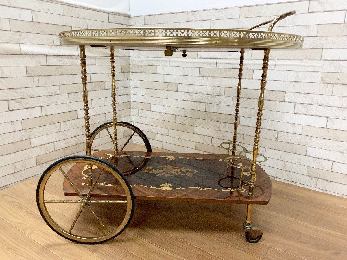 象嵌細工 イタリア キッチンワゴン 配膳車 バタフライ クラシック