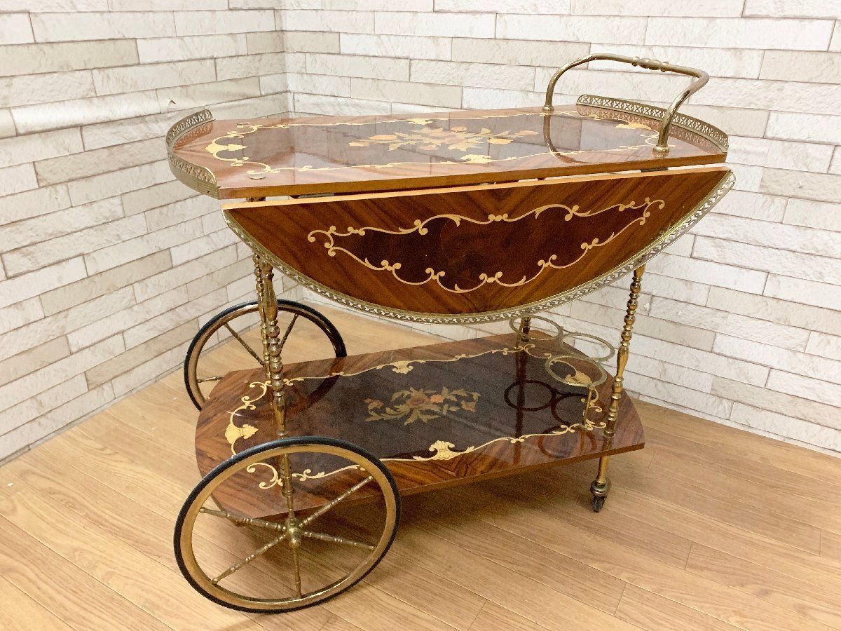 象嵌細工 イタリア キッチンワゴン 配膳車 バタフライ クラシック