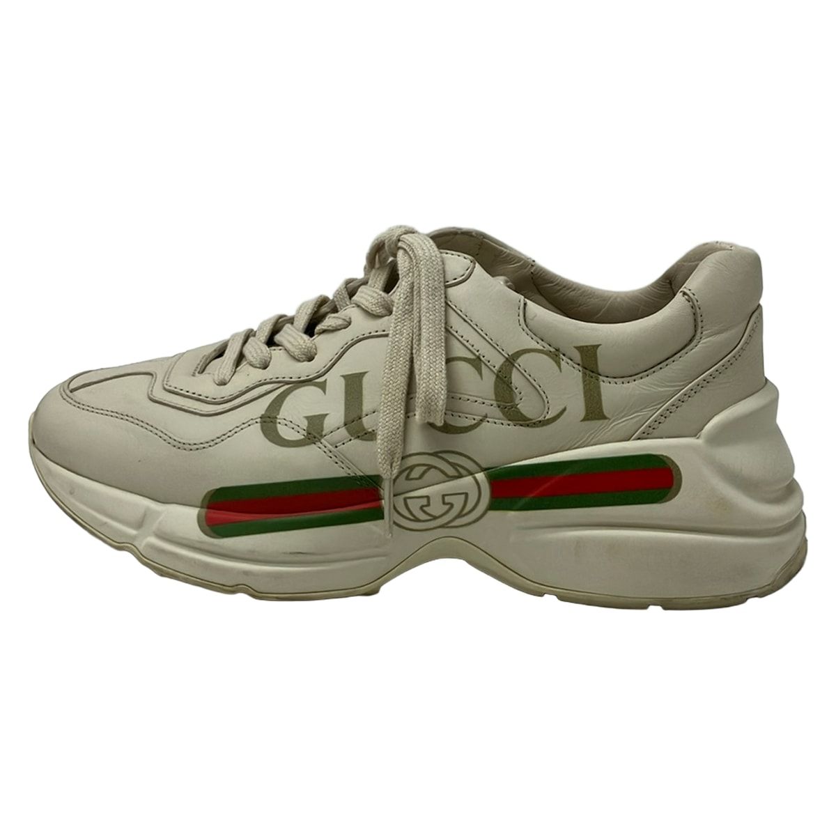 GUCCI(グッチ) スニーカー 38 レディース ライトン ロゴ レザー 
