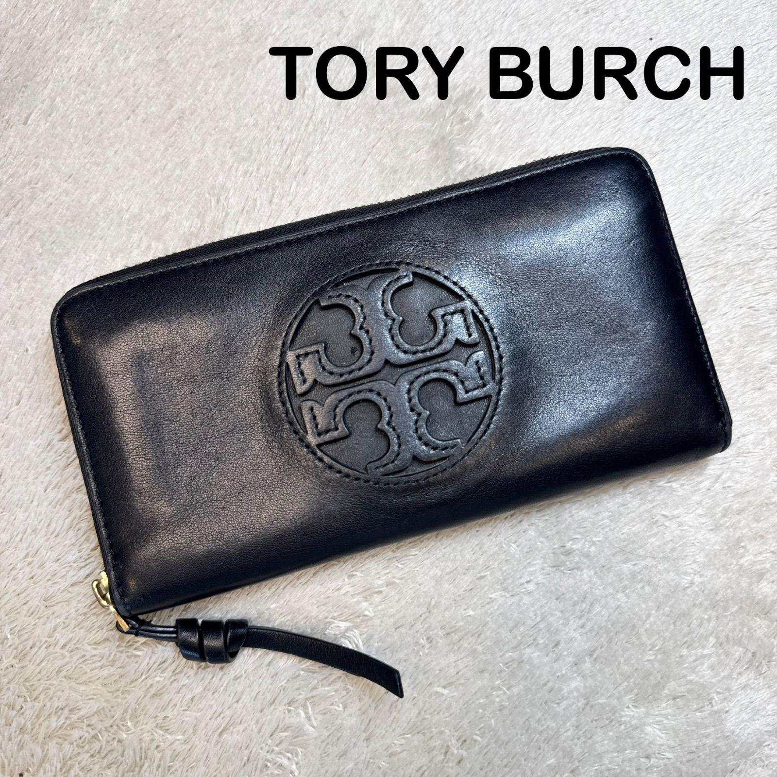 TORY BURCH トリーバーチ 長財布 ラウンドファスナー レザー ブラック 