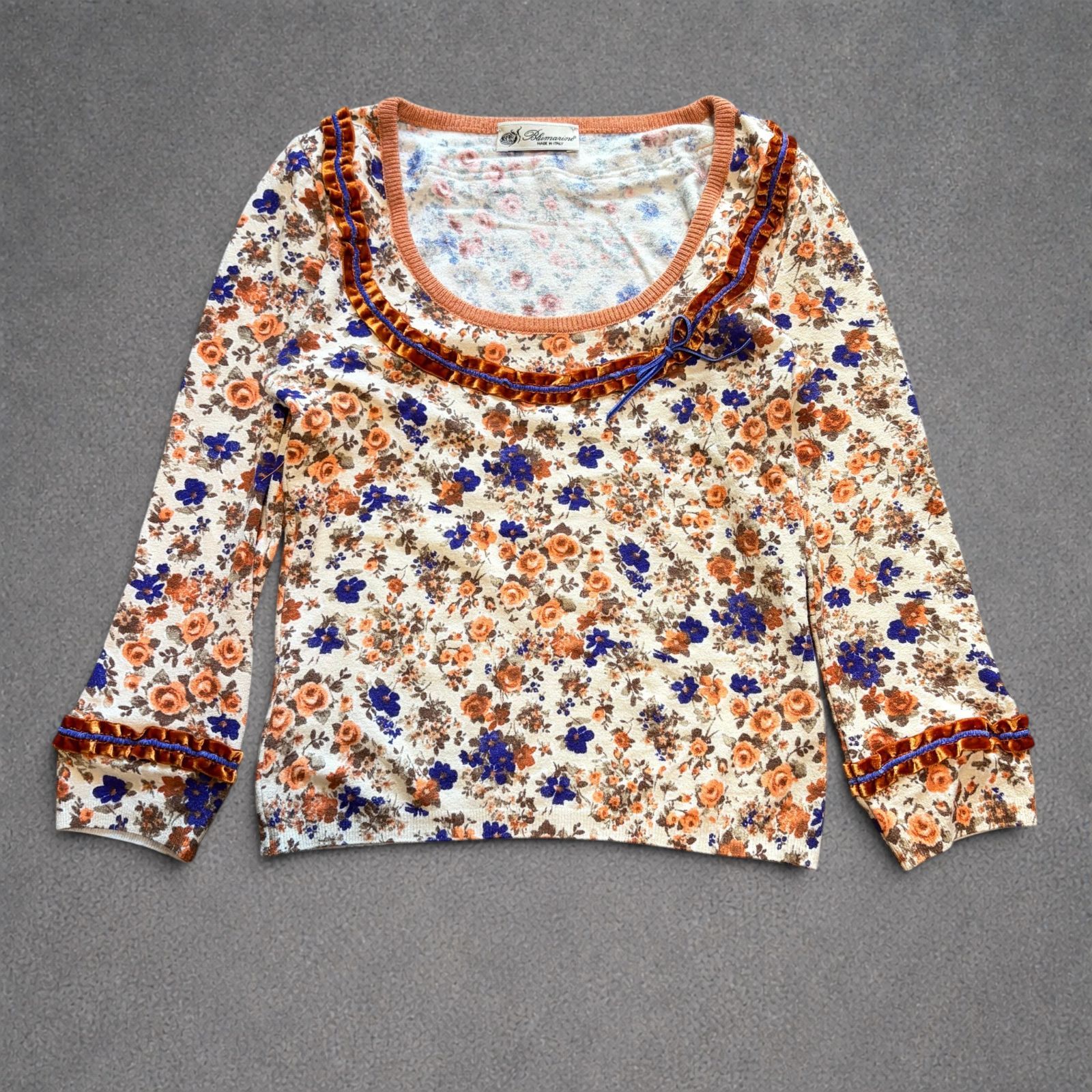 Blumarine 花柄 フリルデザイン 長袖カットソー イタリア製(T-015