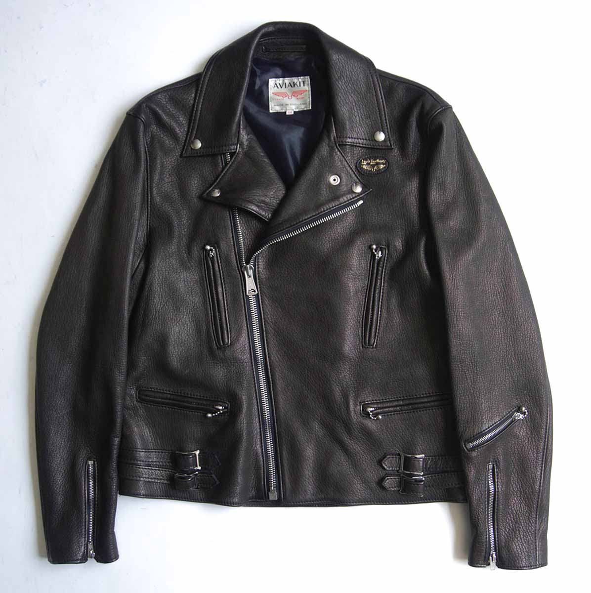 【ビッグサイズ】THE REAL MCCOY'S×Lewis Leathers【LIGHTNING】44 ブラック ディアレザー リアルマッコイ ルイスレザー 26050411