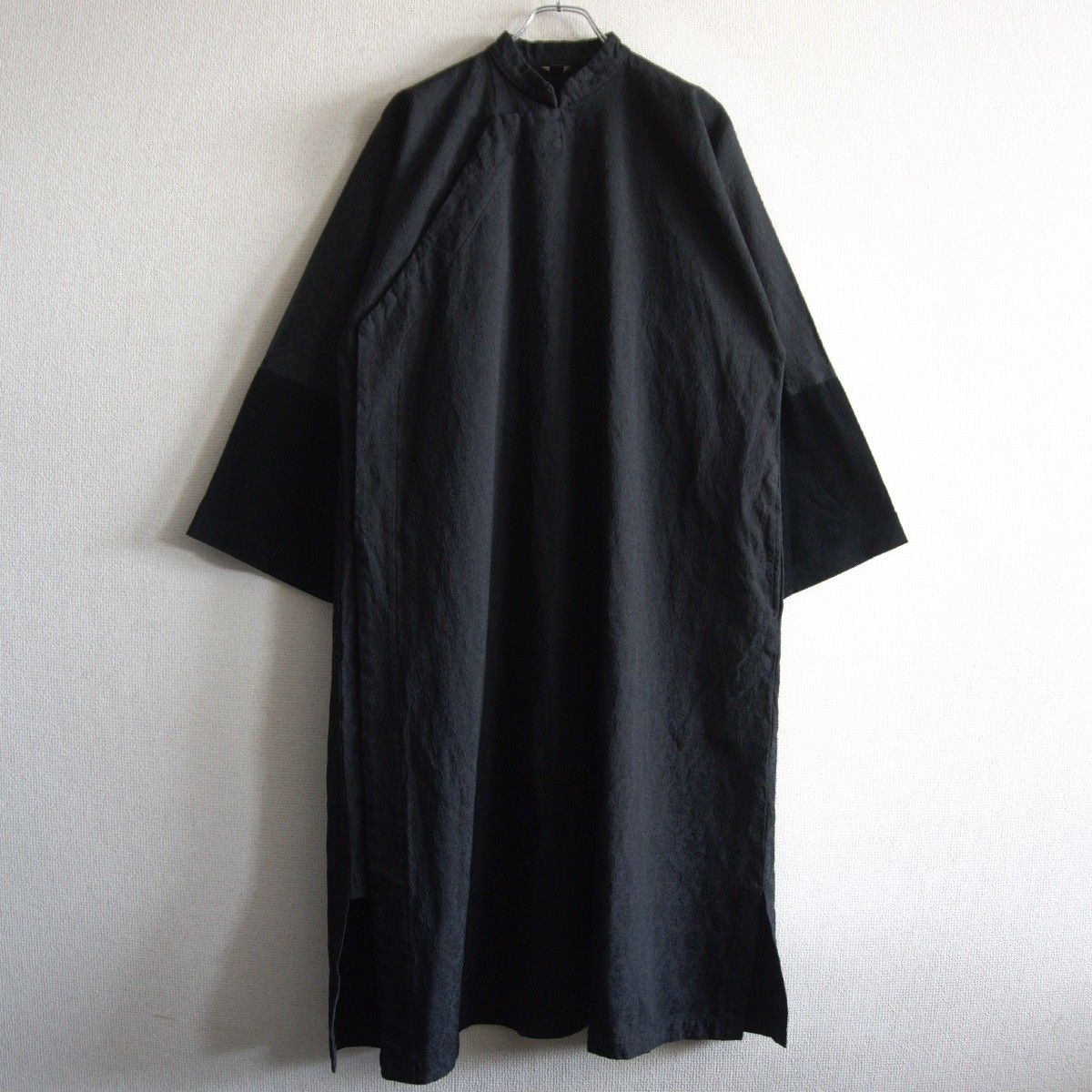 【美品】COMME des GARCONS 【製品染め 刺繍 チャイナ ワンピース】S ブラック コムコム コムデギャルソン 26050364