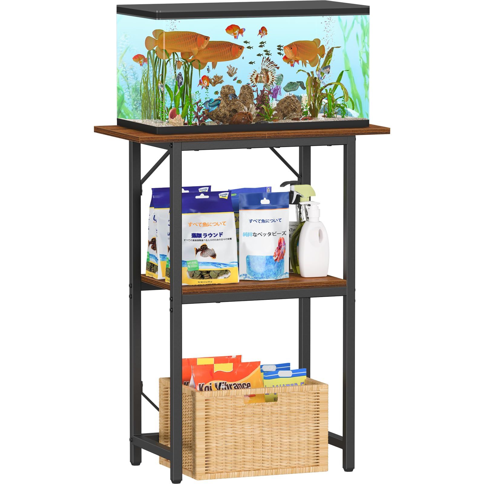 Snughome アクアリウムスタンド 60cm 水槽対応 耐荷重 150kg 2 段収納棚付き 水槽台 幅 61× 奥行 30× 高さ 78cm アクアリウムラック 飼育用品収納as 98783907