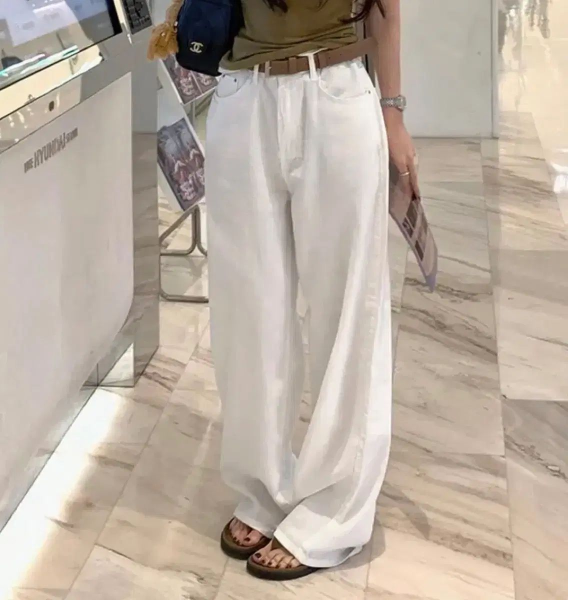 新品) 夏 ワイド デニムパンツ