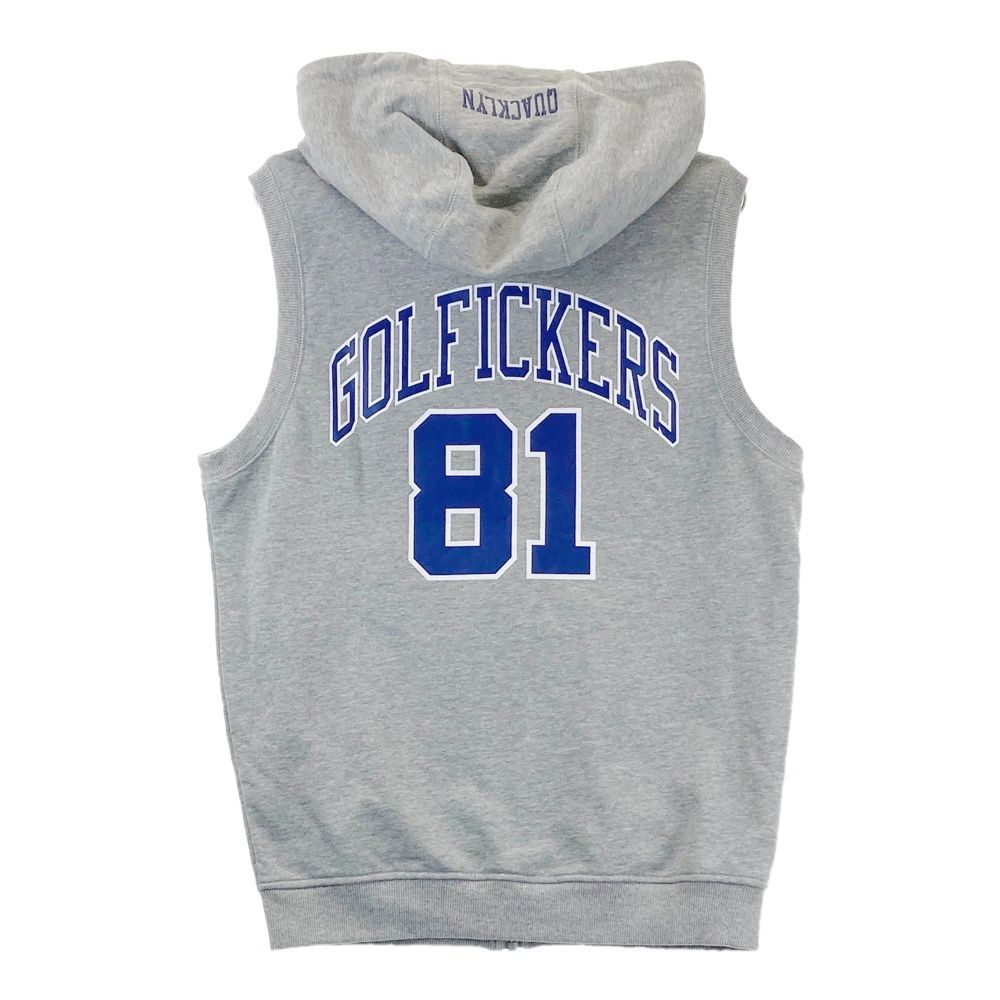 ★レア新品未使用Golfickersゴルフィッカーズ　フードジップベストグレーＬ サイズ：M Golfickers ゴルフィッカーズ フード付 スウェット ジップ