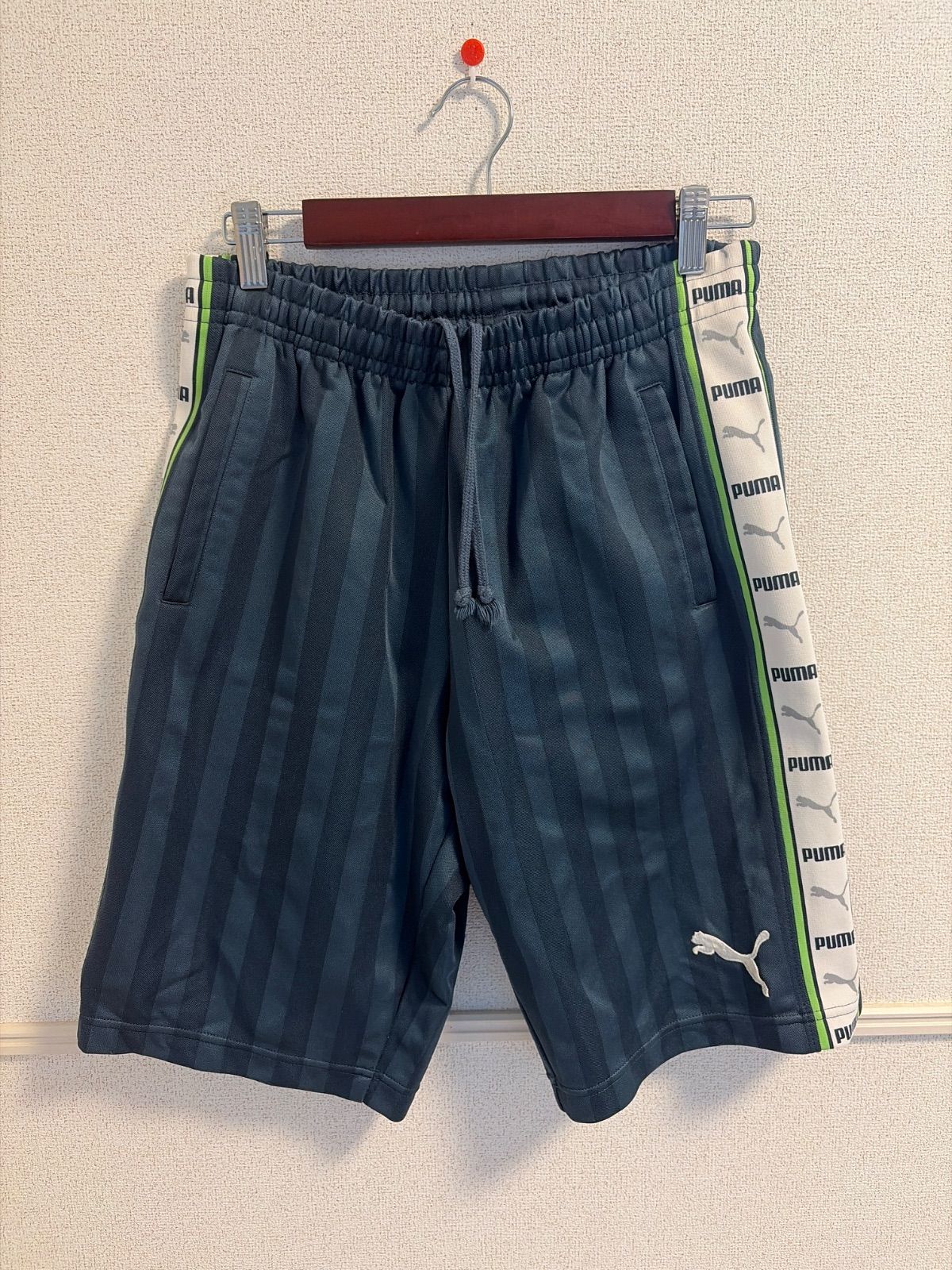 (^w^)b PUMA プーマ サッカージャージハーフパンツ 型番862218 通称プージャー メンズ Mサイズ ダークシャドウ パロットグリーン チャコールグレー ライトグリーン シャドーストライプ 日本製 正規品 OM12654MR