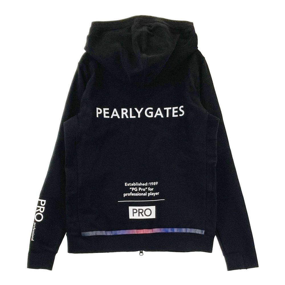 サイズ：0 PEARLY GATES パーリーゲイツ 2024年モデル ニット 長袖パーカー ジャケット 総柄 ブラック系 [240101694334] ゴルフウェア レディース ストスト サイズ：0 PEARLY GATES パーリーゲイツ 2024年モデル ニット 長袖