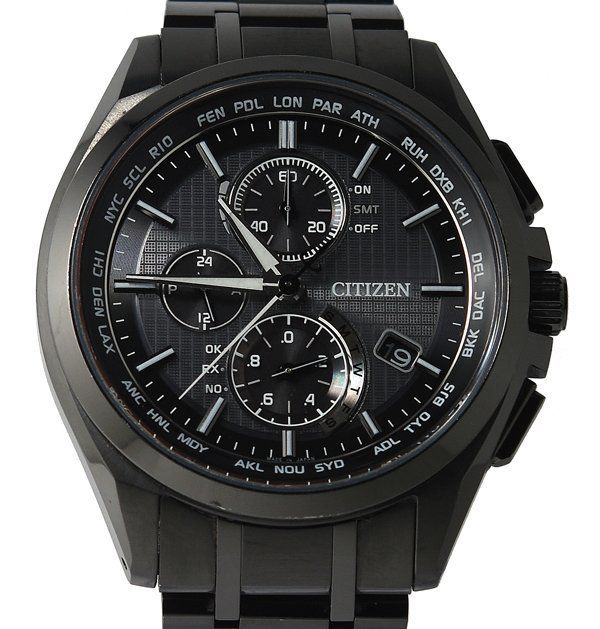 美品 CITIZEN シチズン ATTESA アテッサ AT8044-56E H804-T019731 ブラックチタンシリーズ エコ・ドライブ メンズ
