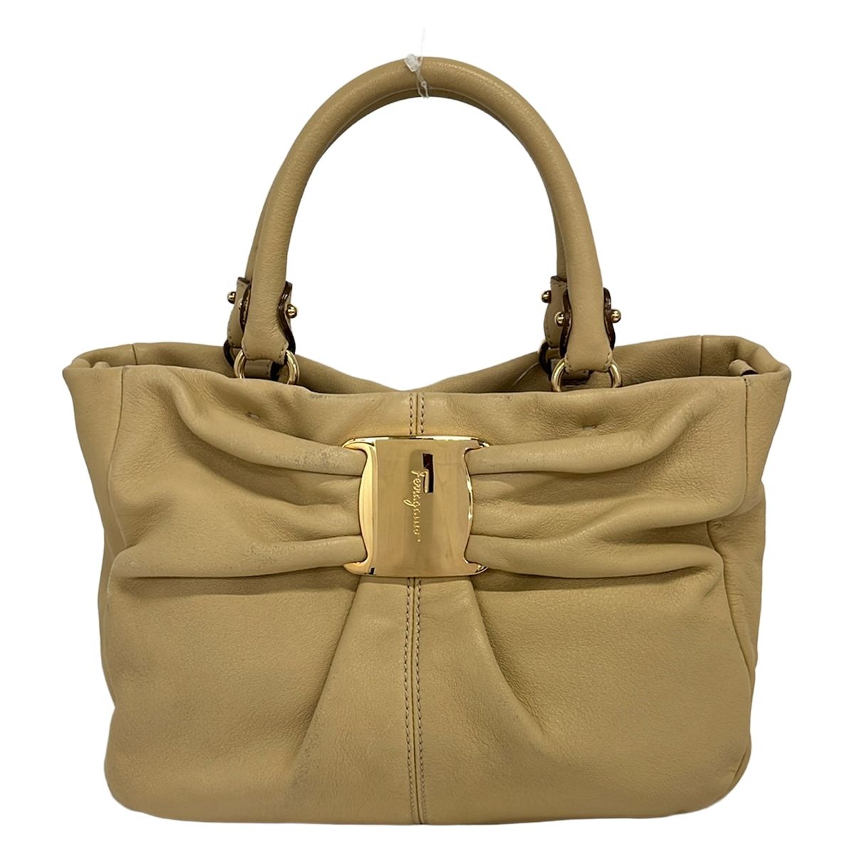 フェラガモ レザートートバッグ ベージュ　ゴールド金具　比較的美品 FERRAGAMO/SalvatoreFerragamo(サルバトーレフェラガモ) トートバッグ