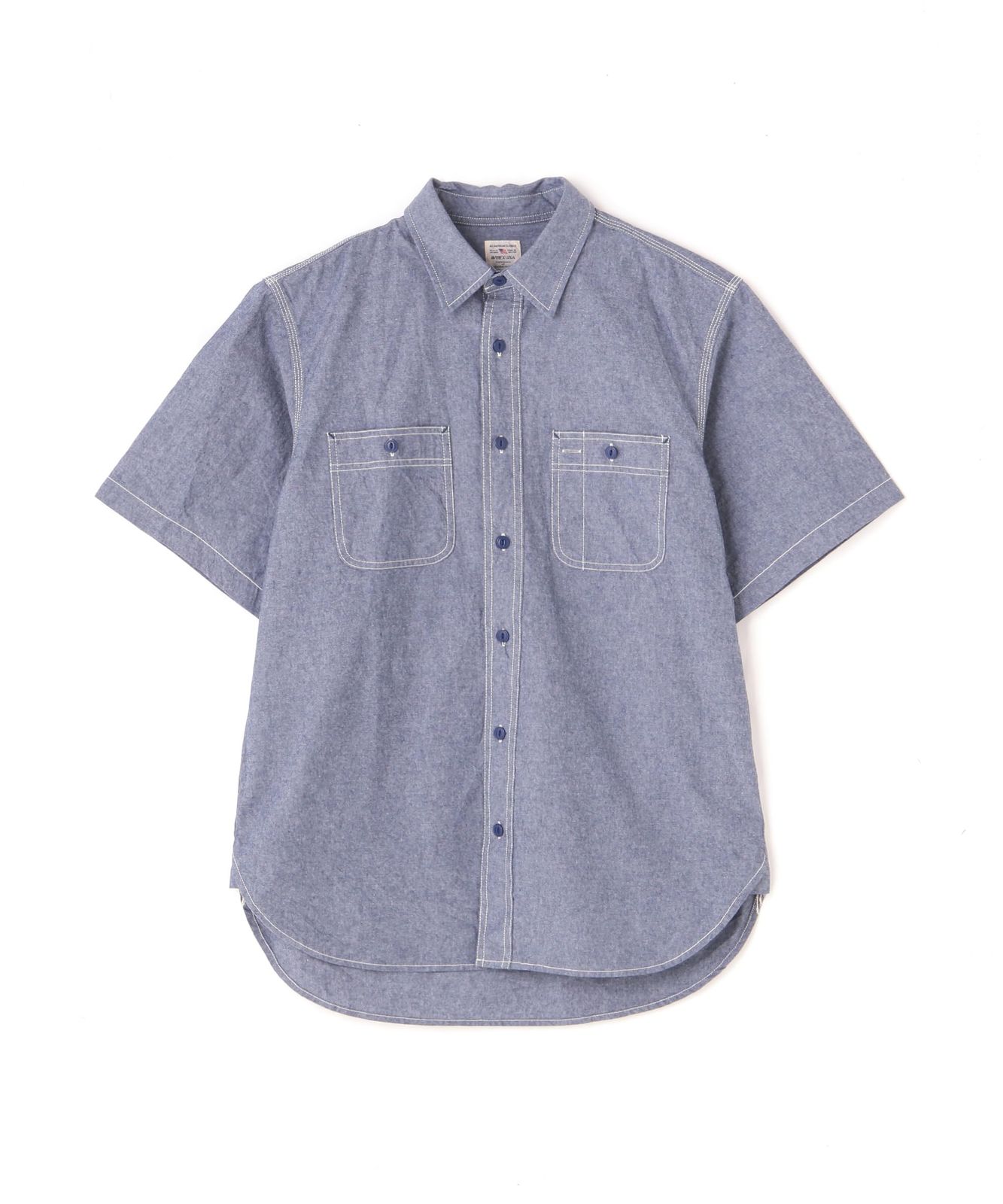 新品 [アヴィレックス] DAILY デイリー BASIC CHAMBRAY S S SHIRT ベーシック シャンブレー 半袖 シャツ メンズ L 120 ネイビー 783-3923003